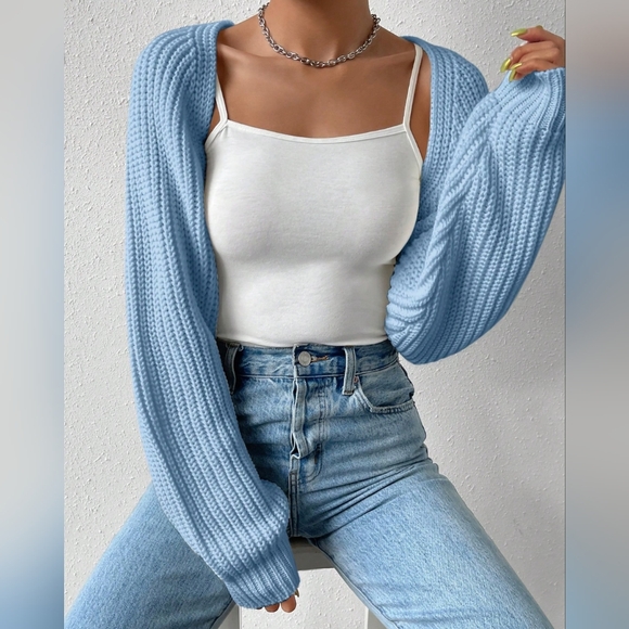 Easy Days Open Front Cardigan - Blue - Picture 6 of 7